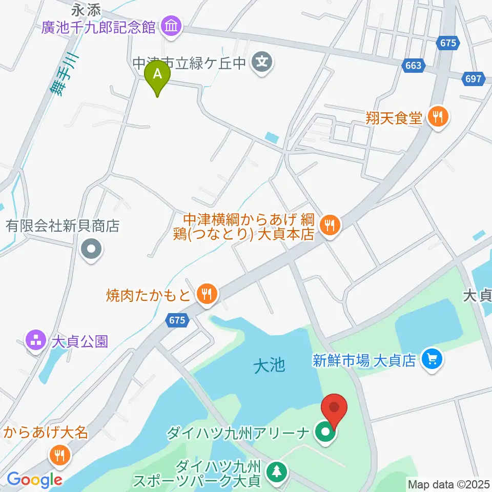 ダイハツ九州アリーナ周辺のホテル一覧地図