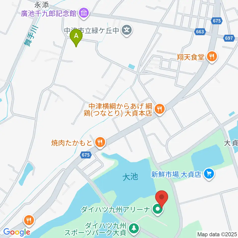 ダイハツ九州アリーナ周辺のホテル一覧地図