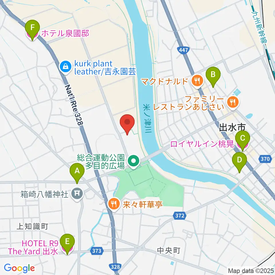 マルマエスポーツセンター出水周辺のホテル一覧地図