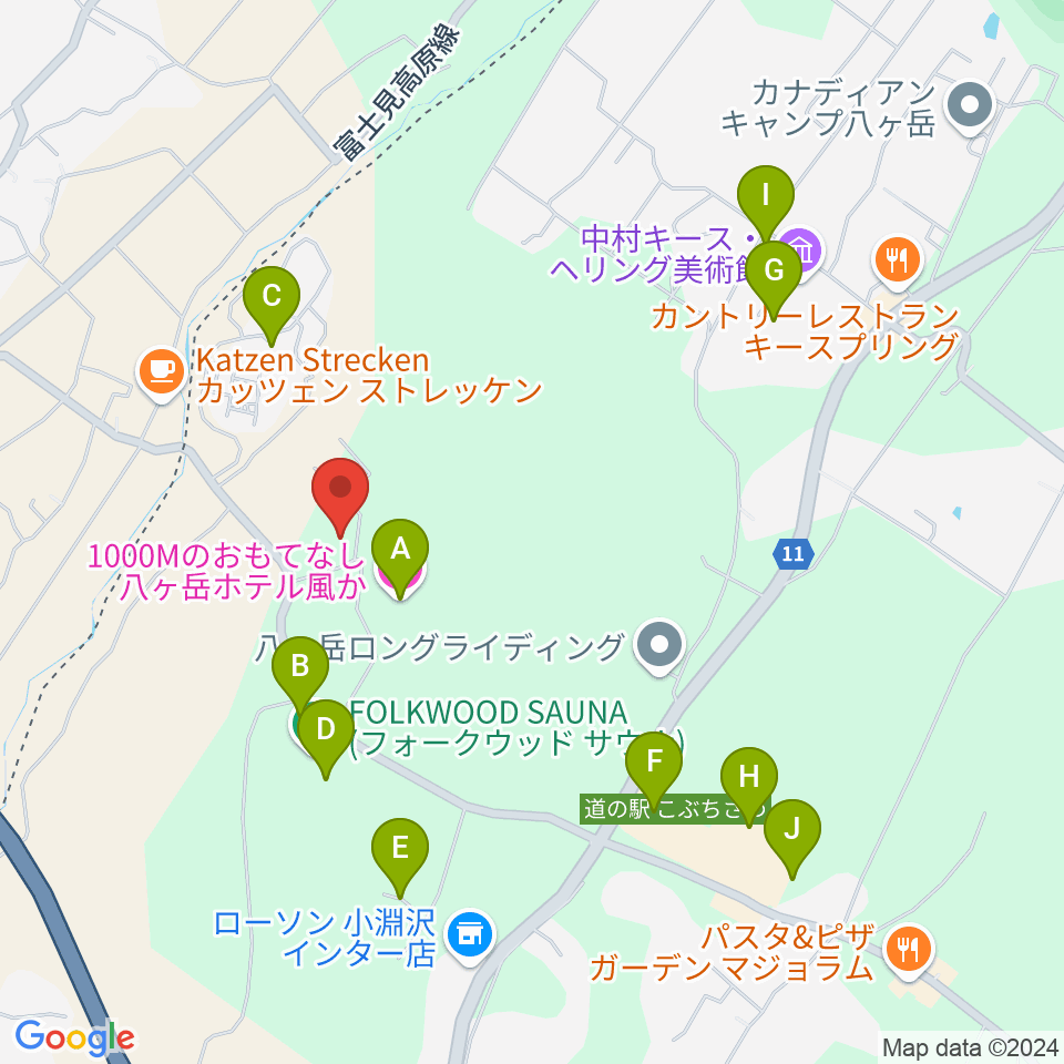 FOLKWOOD SKATE PARK 八ヶ岳周辺のホテル一覧地図