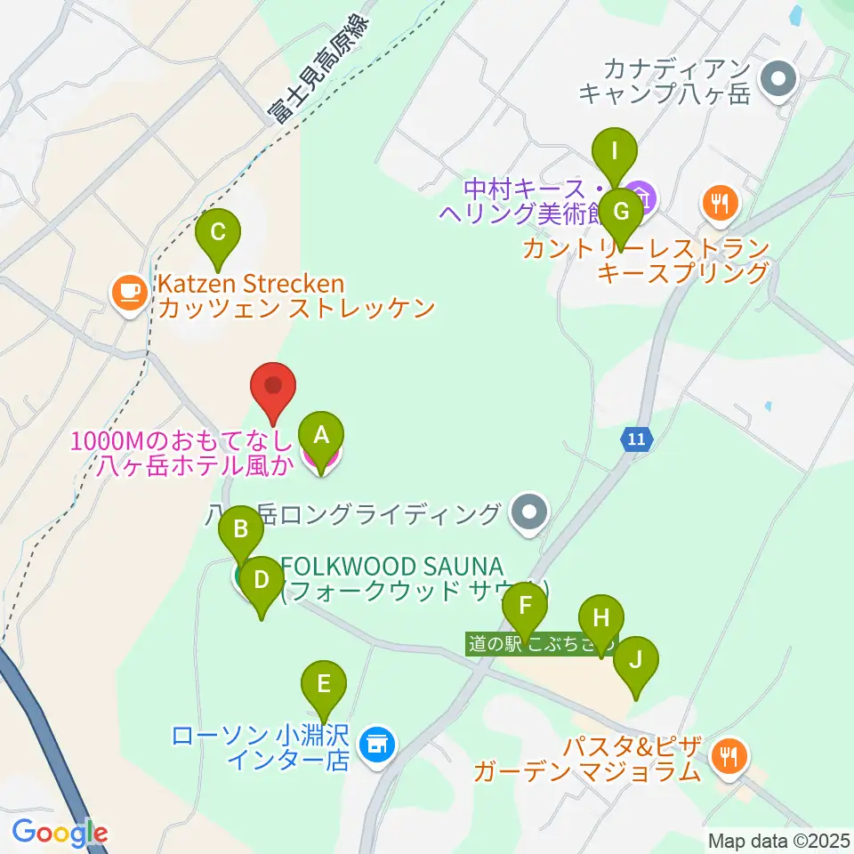 FOLKWOOD SKATE PARK 八ヶ岳周辺のホテル一覧地図