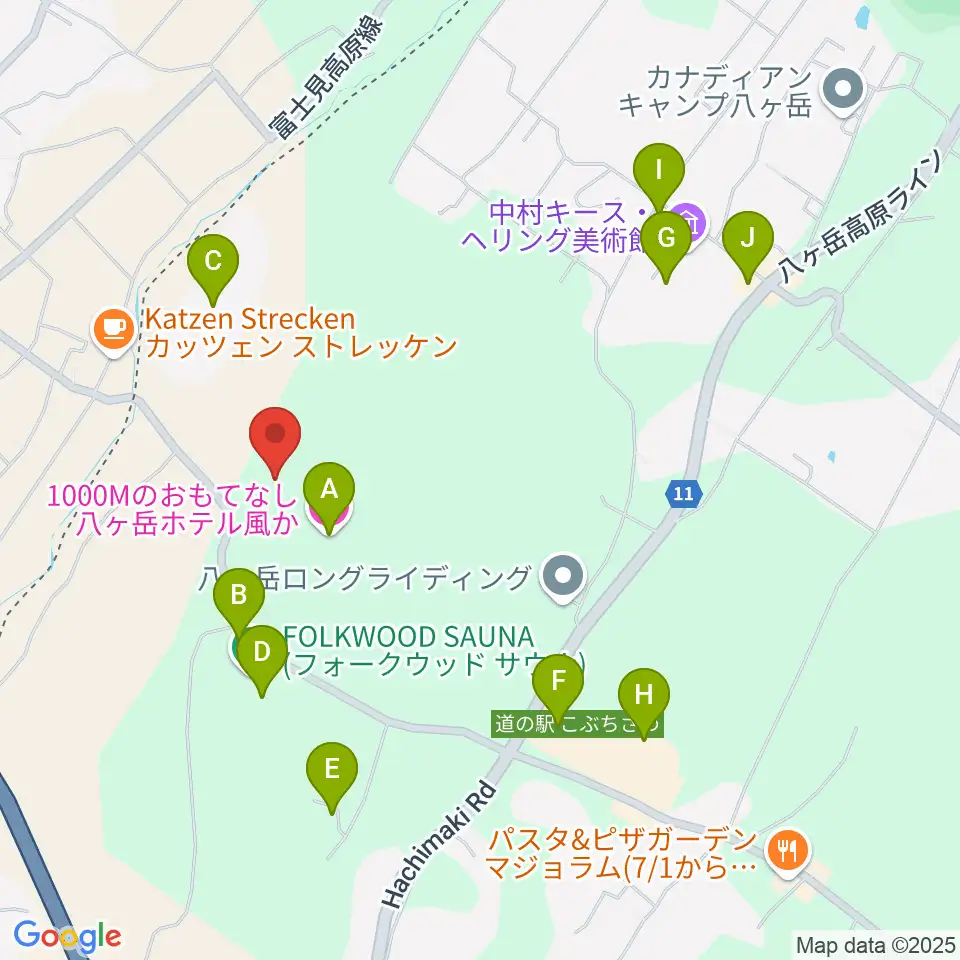 FOLKWOOD SKATE PARK 八ヶ岳周辺のホテル一覧地図