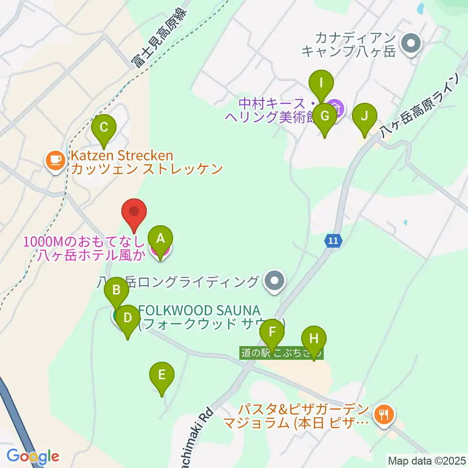 FOLKWOOD SKATE PARK 八ヶ岳周辺のホテル一覧地図
