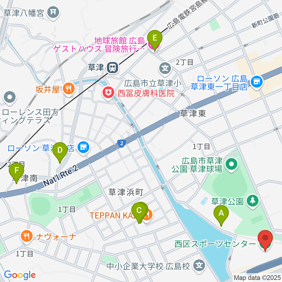 広島市西区スポーツセンター周辺のホテル一覧地図