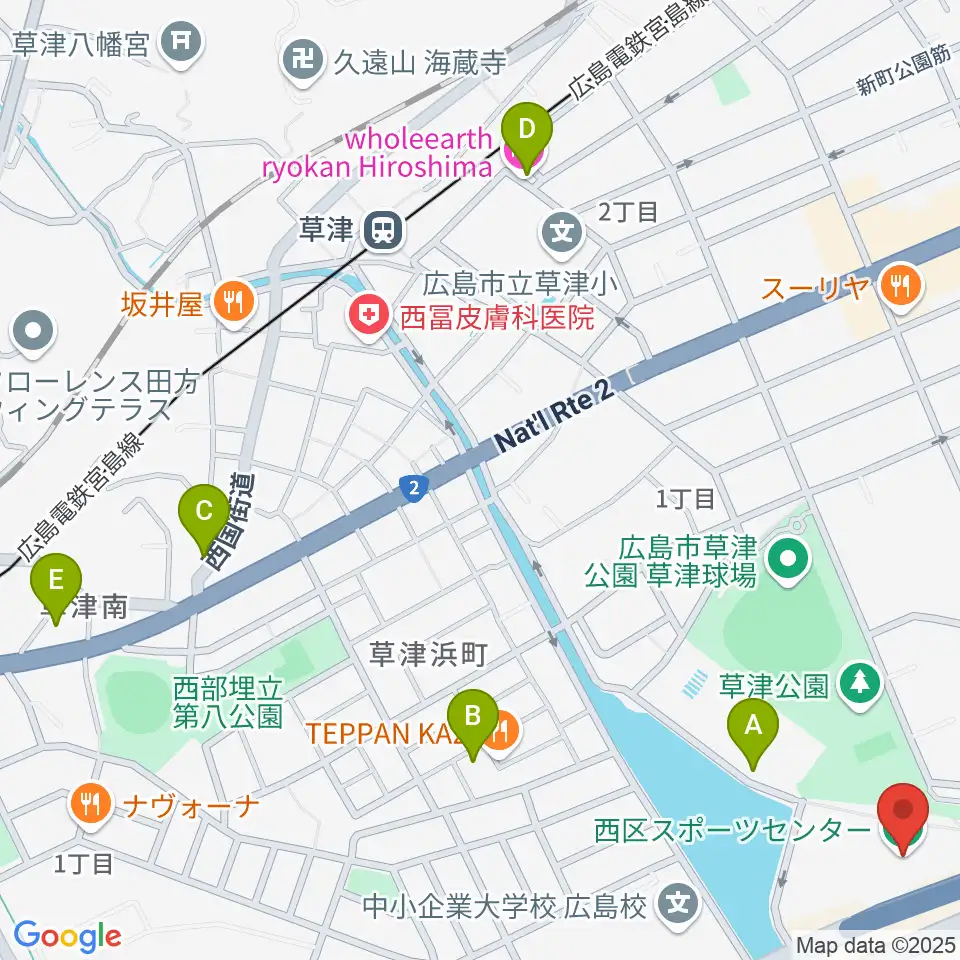 広島市西区スポーツセンター周辺のホテル一覧地図