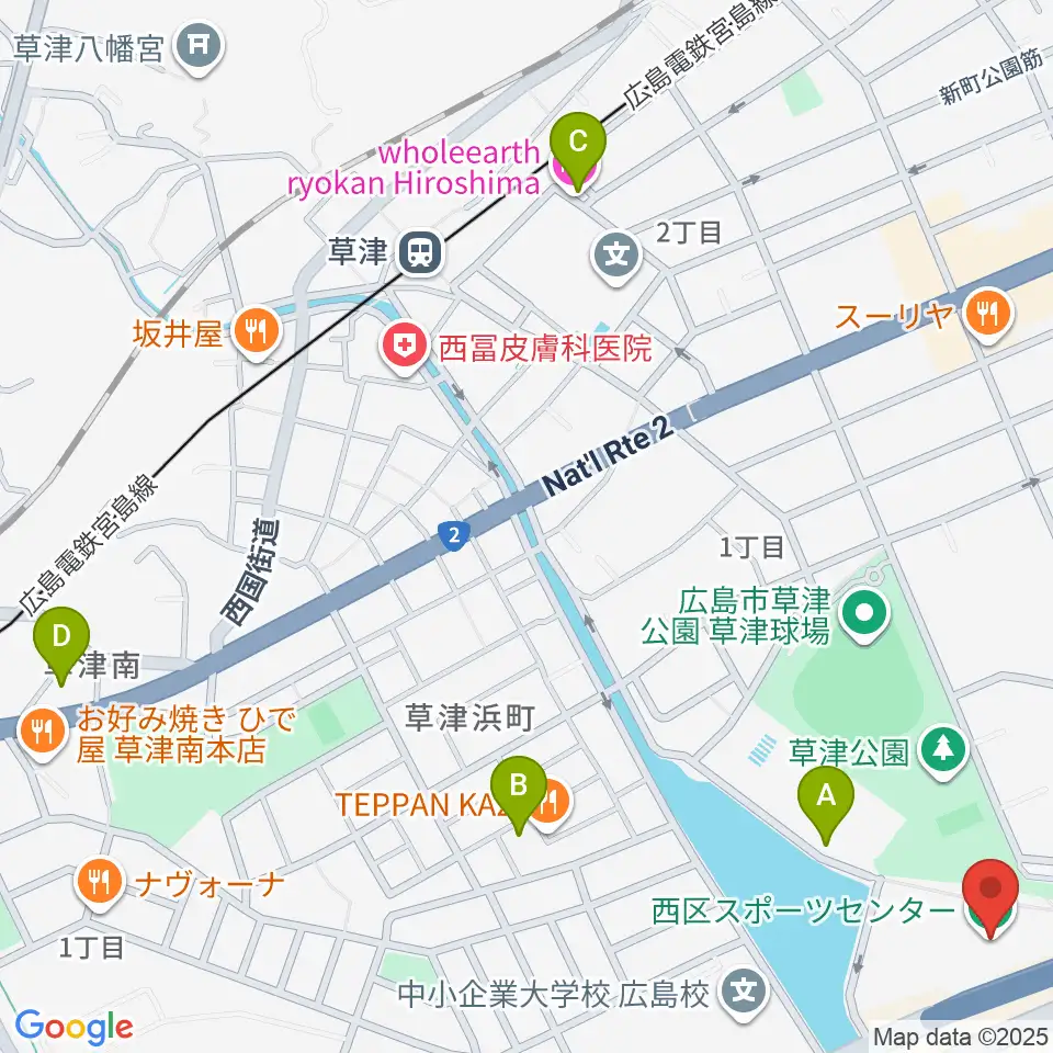 広島市西区スポーツセンター周辺のホテル一覧地図