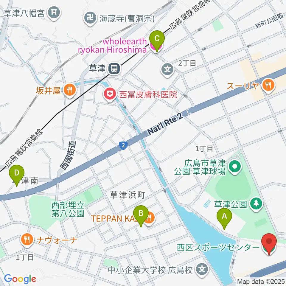 広島市西区スポーツセンター周辺のホテル一覧地図