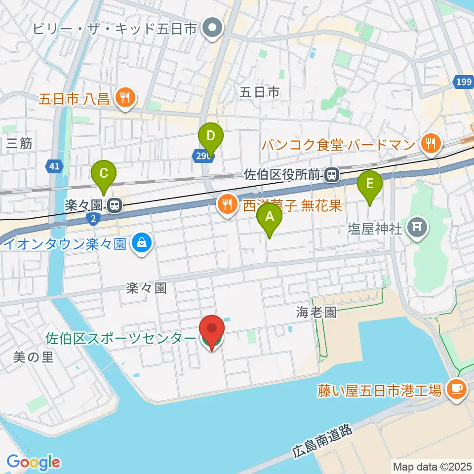 広島市佐伯区スポーツセンター周辺のホテル一覧地図