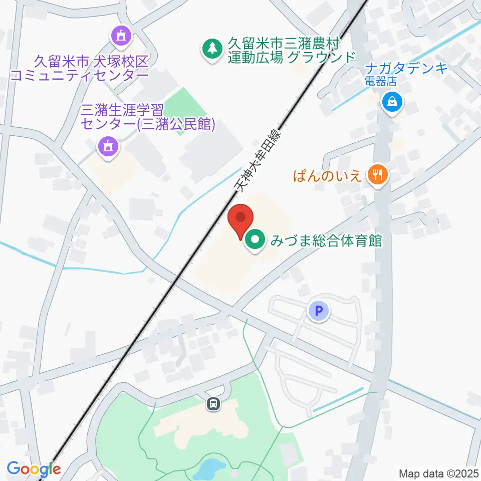 久留米市みづま総合体育館周辺のホテル一覧地図