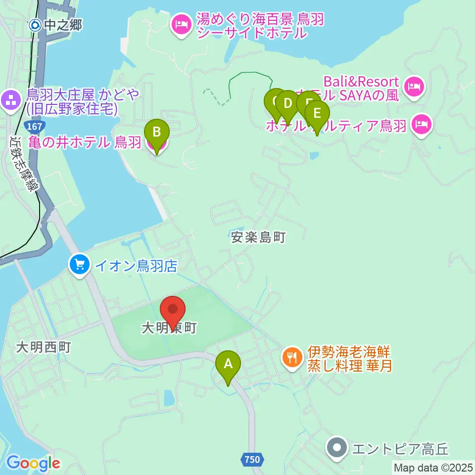 鳥羽市民体育館周辺のホテル一覧地図