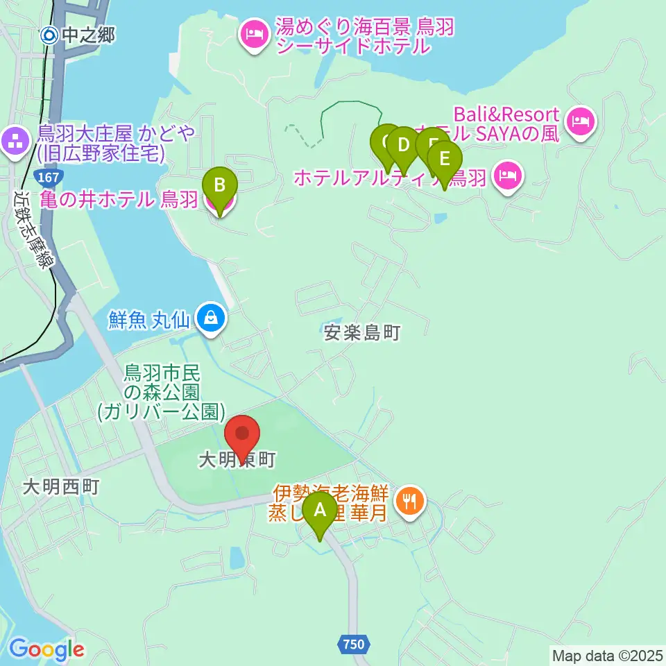 鳥羽市民体育館周辺のホテル一覧地図