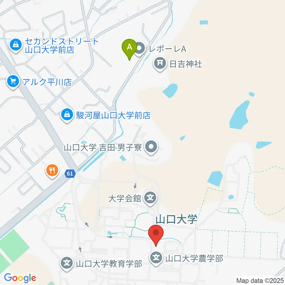 山口大学埋蔵文化財資料館周辺のホテル一覧地図