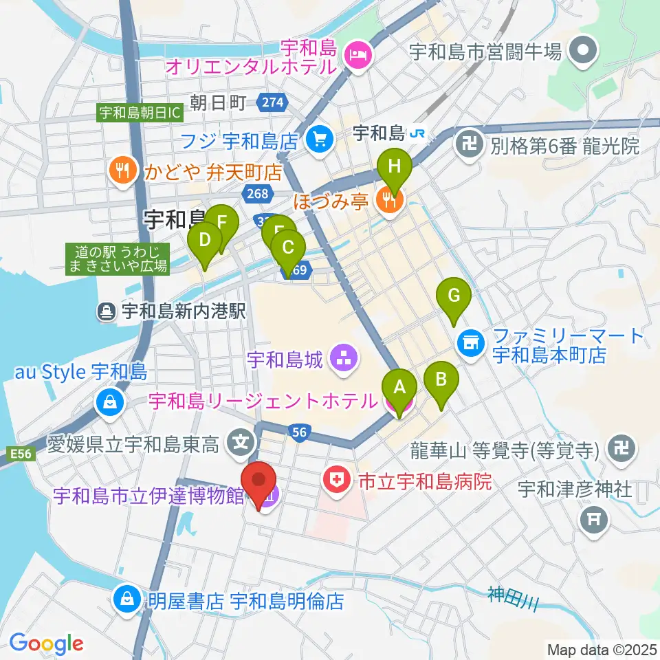 宇和島市立伊達博物館周辺のホテル一覧地図