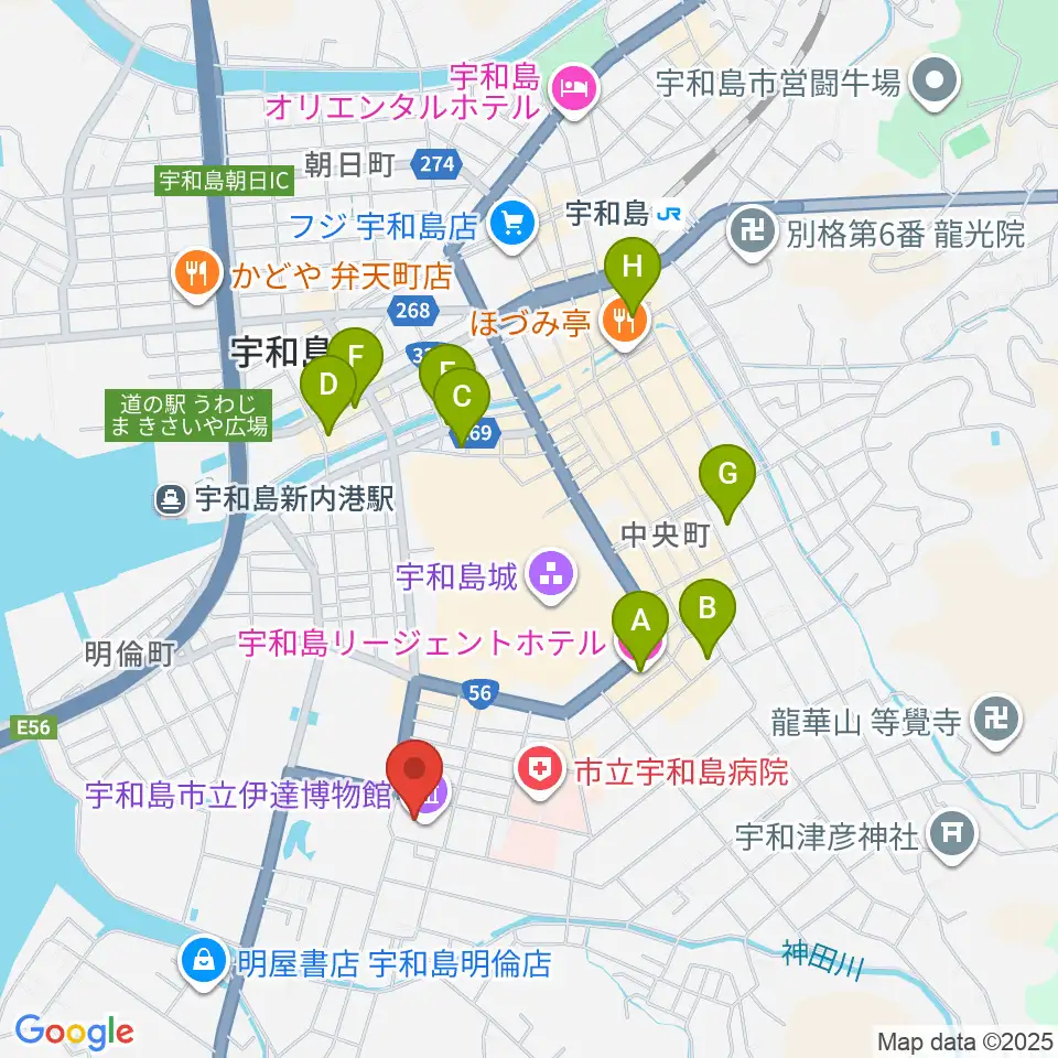 宇和島市立伊達博物館周辺のホテル一覧地図