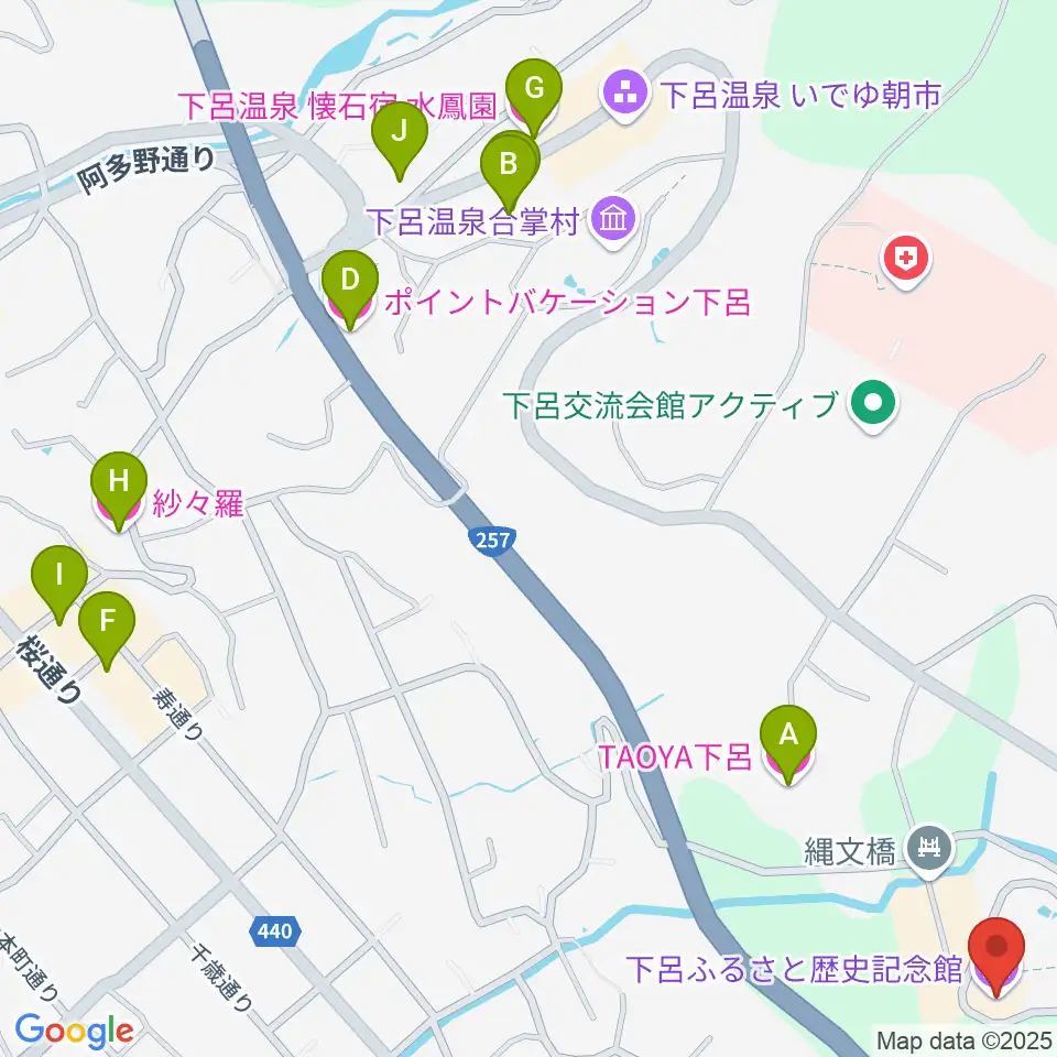 下呂ふるさと歴史記念館周辺のホテル一覧地図