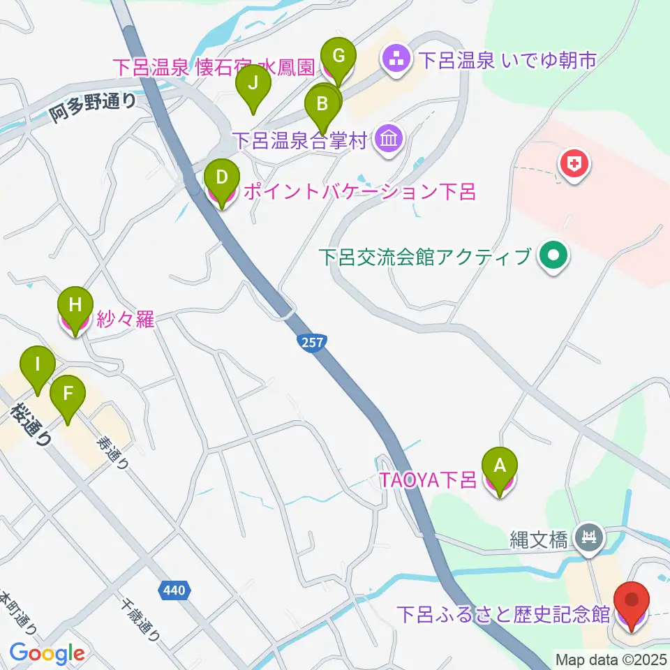 下呂ふるさと歴史記念館周辺のホテル一覧地図