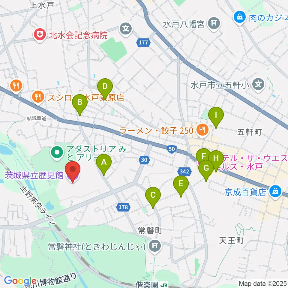 茨城県立歴史館周辺のホテル一覧地図