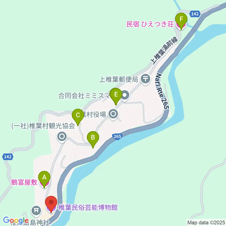 椎葉民俗芸能博物館周辺のホテル一覧地図