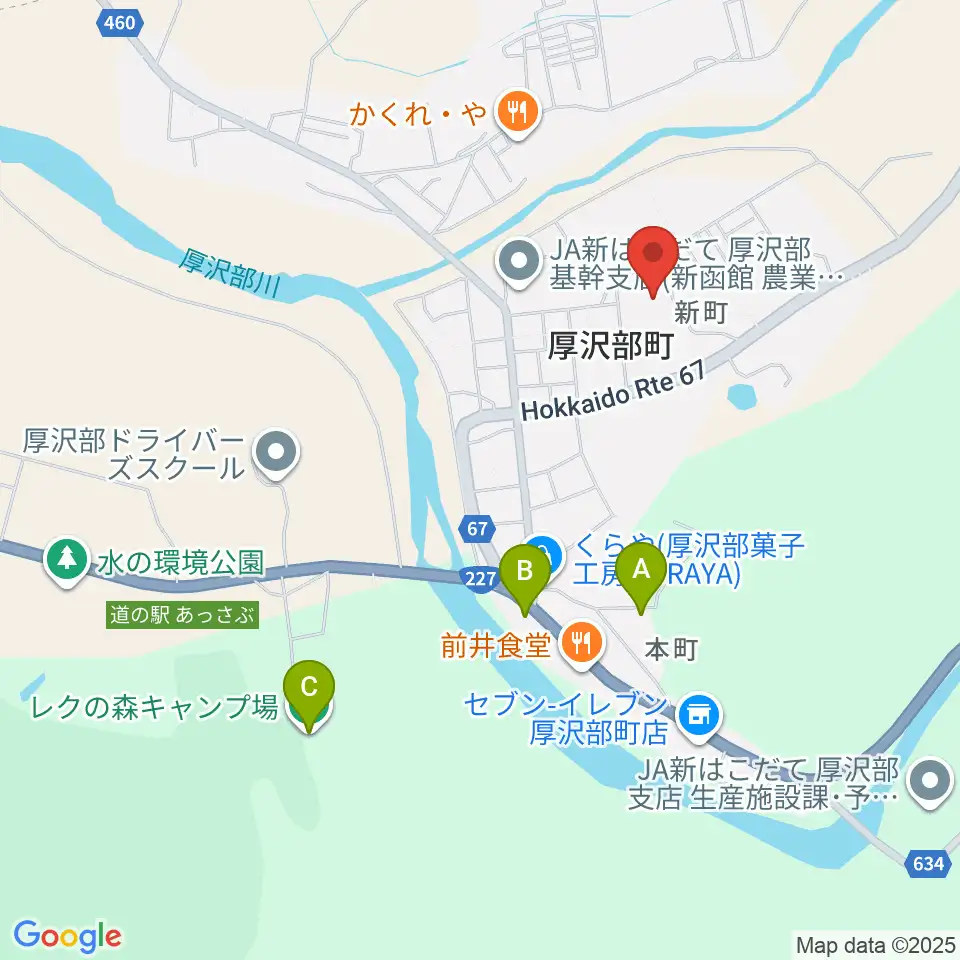 厚沢部町郷土資料館周辺のホテル一覧地図