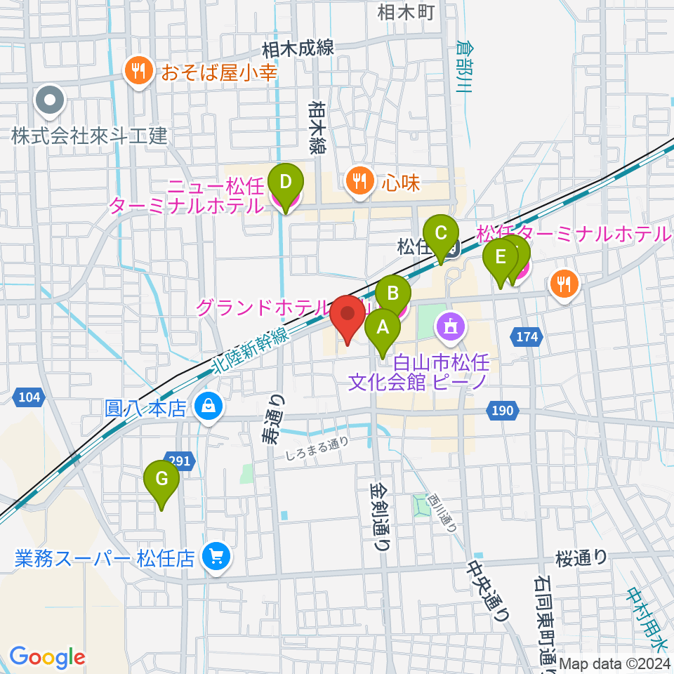 白山市立博物館周辺のホテル一覧地図