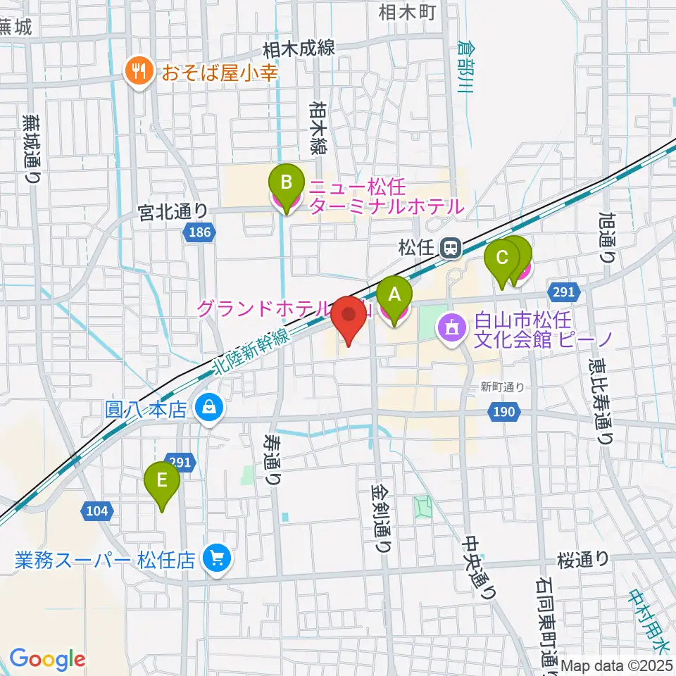 白山市立博物館周辺のホテル一覧地図