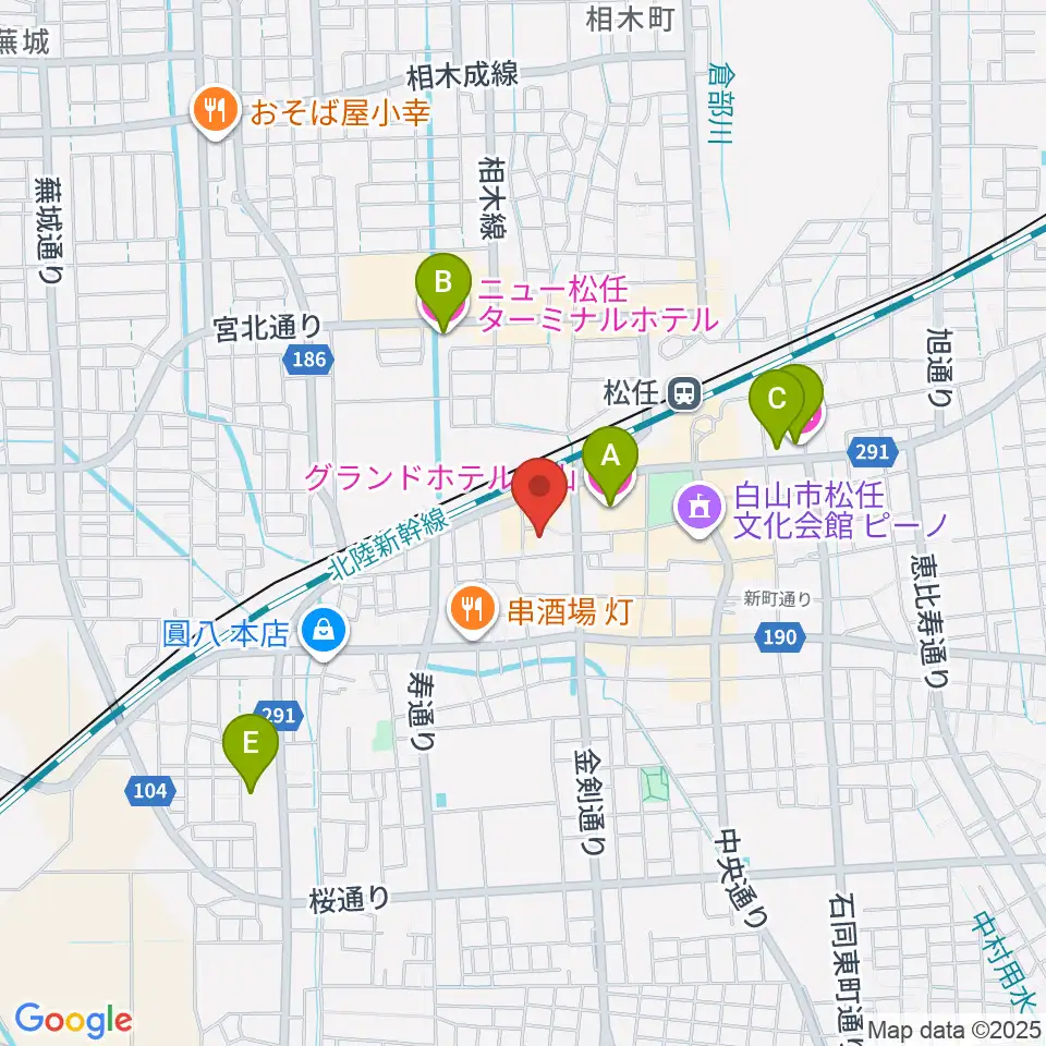 白山市立博物館周辺のホテル一覧地図