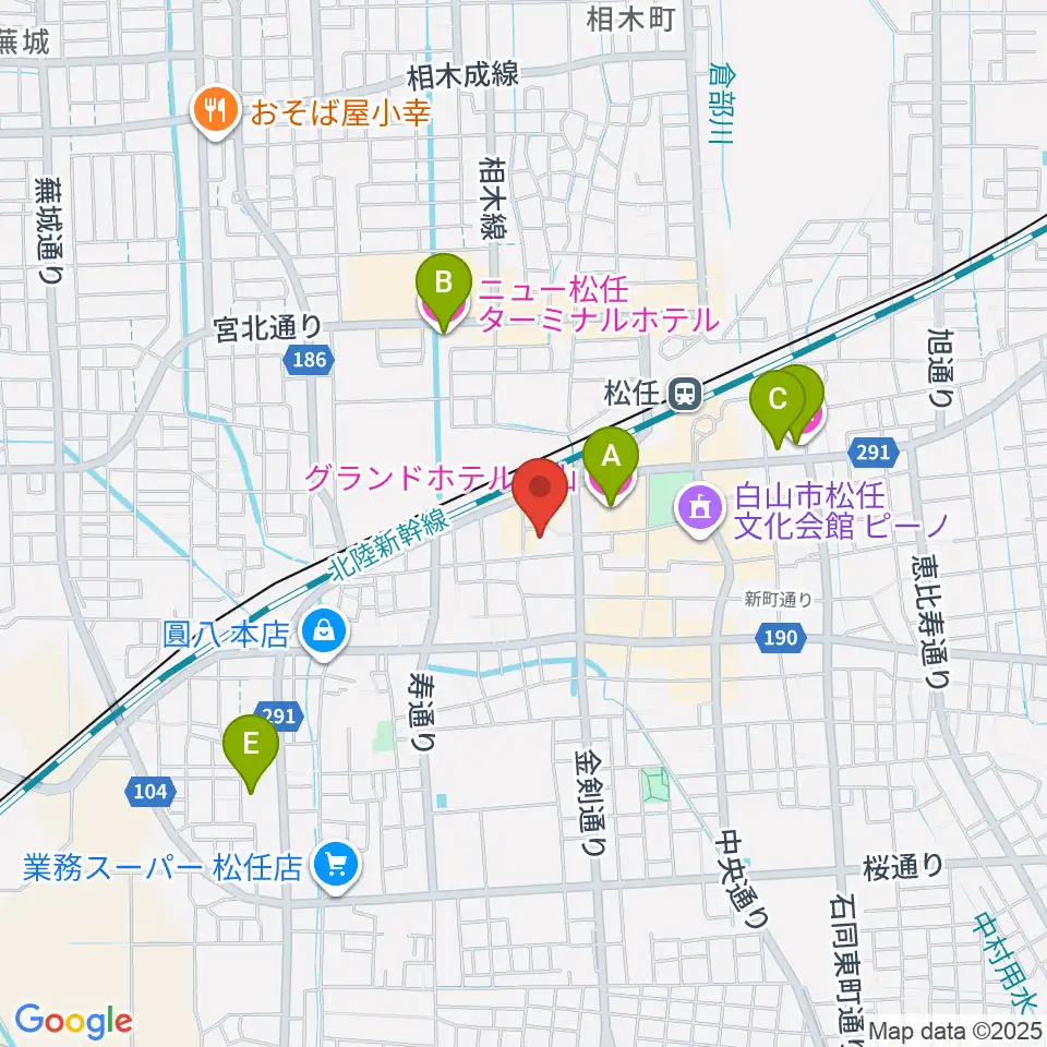 白山市立博物館周辺のホテル一覧地図