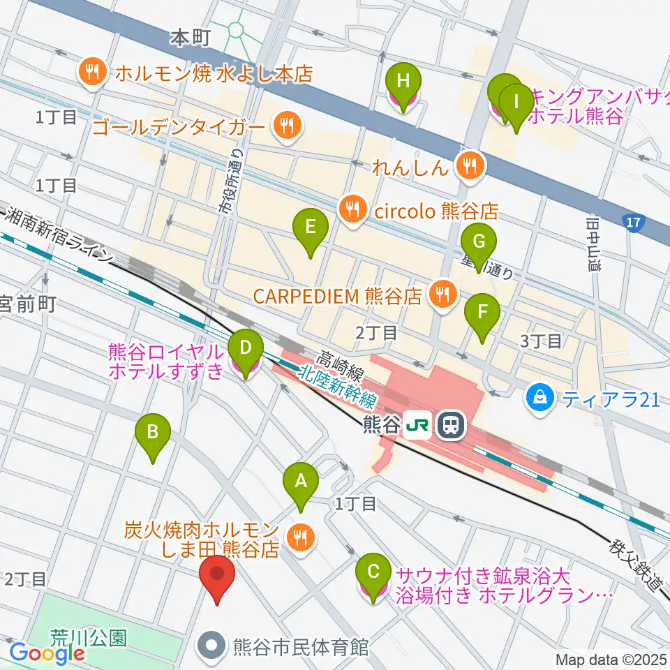 熊谷図書館 美術・郷土資料展示室周辺のホテル一覧地図