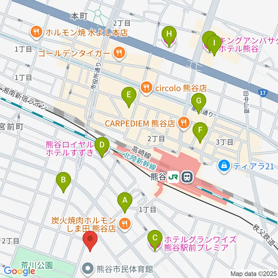 熊谷図書館 美術・郷土資料展示室周辺のホテル一覧地図