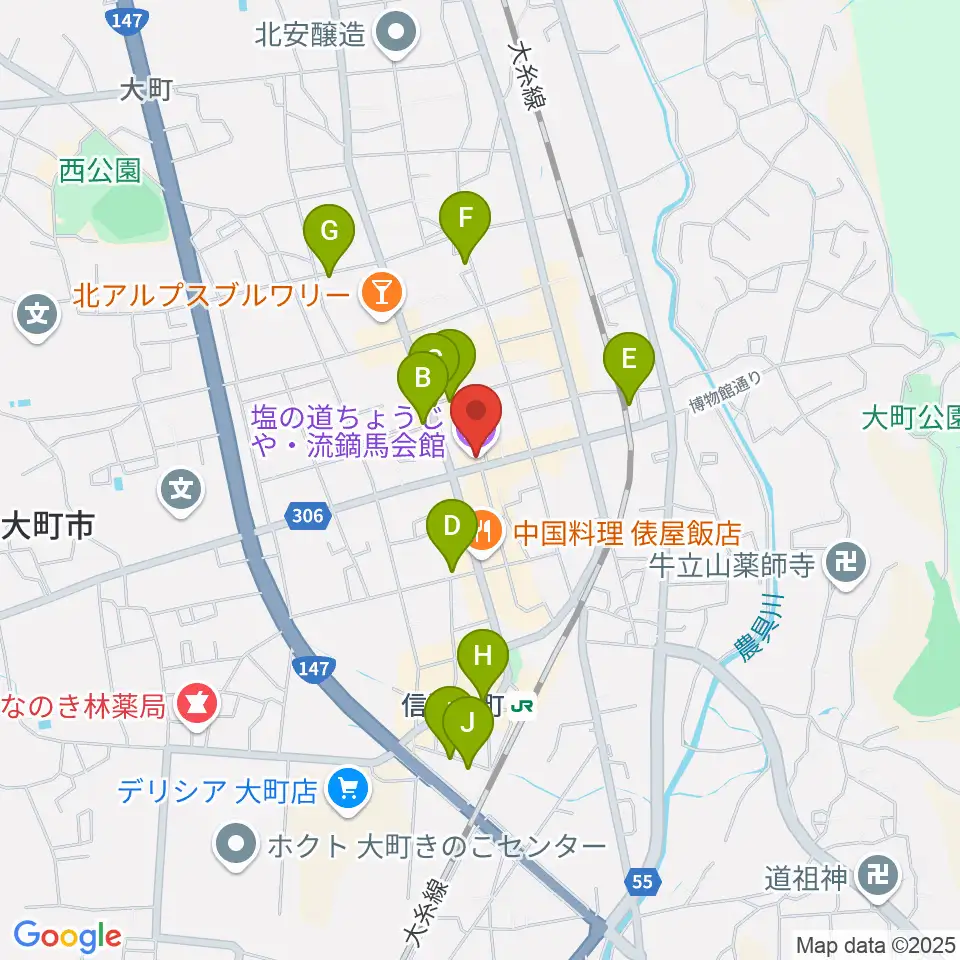 塩の道ちょうじや周辺のホテル一覧地図