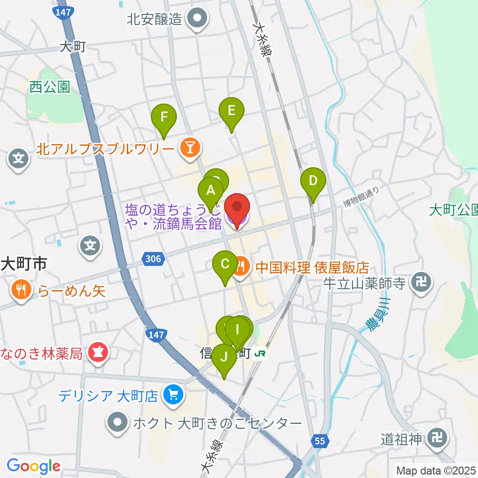 塩の道ちょうじや周辺のホテル一覧地図