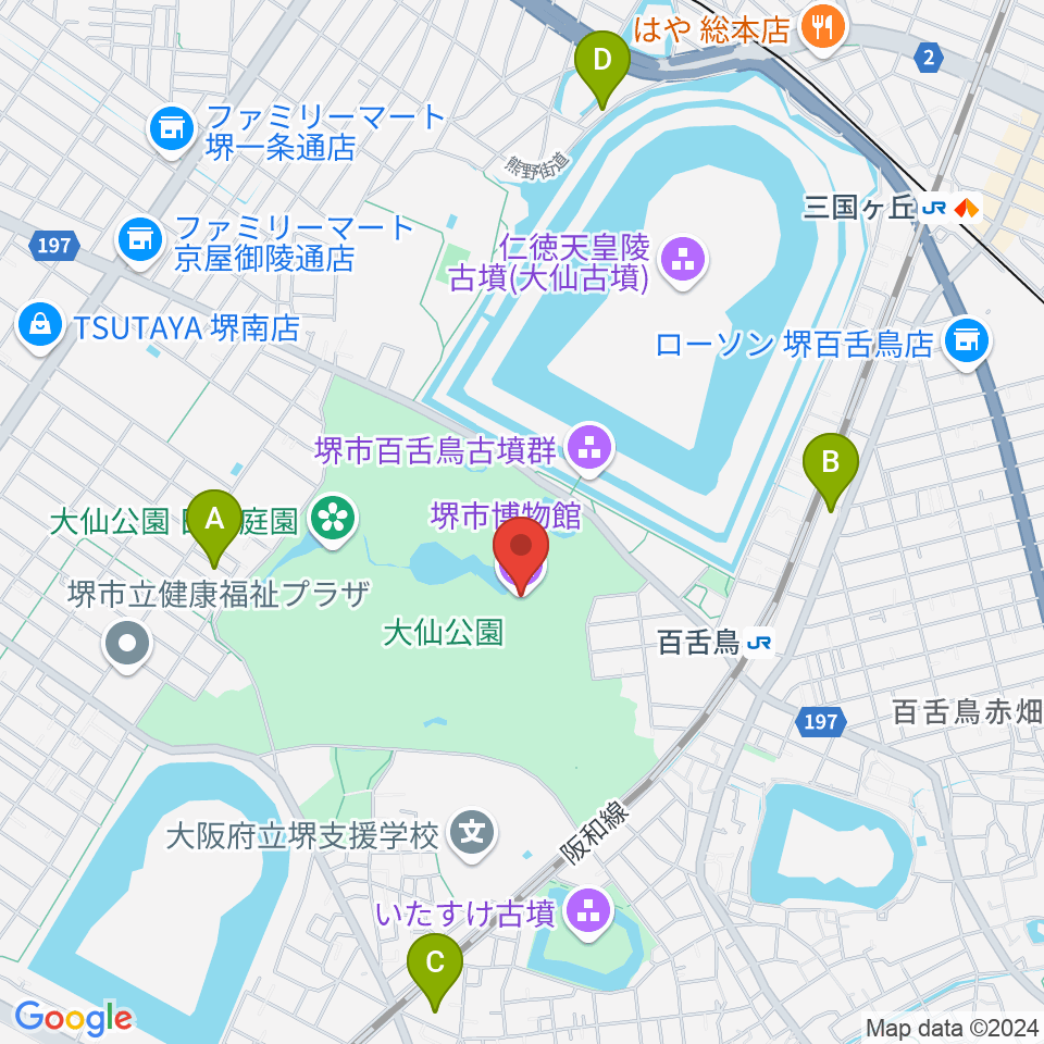 堺市博物館周辺のホテル一覧地図