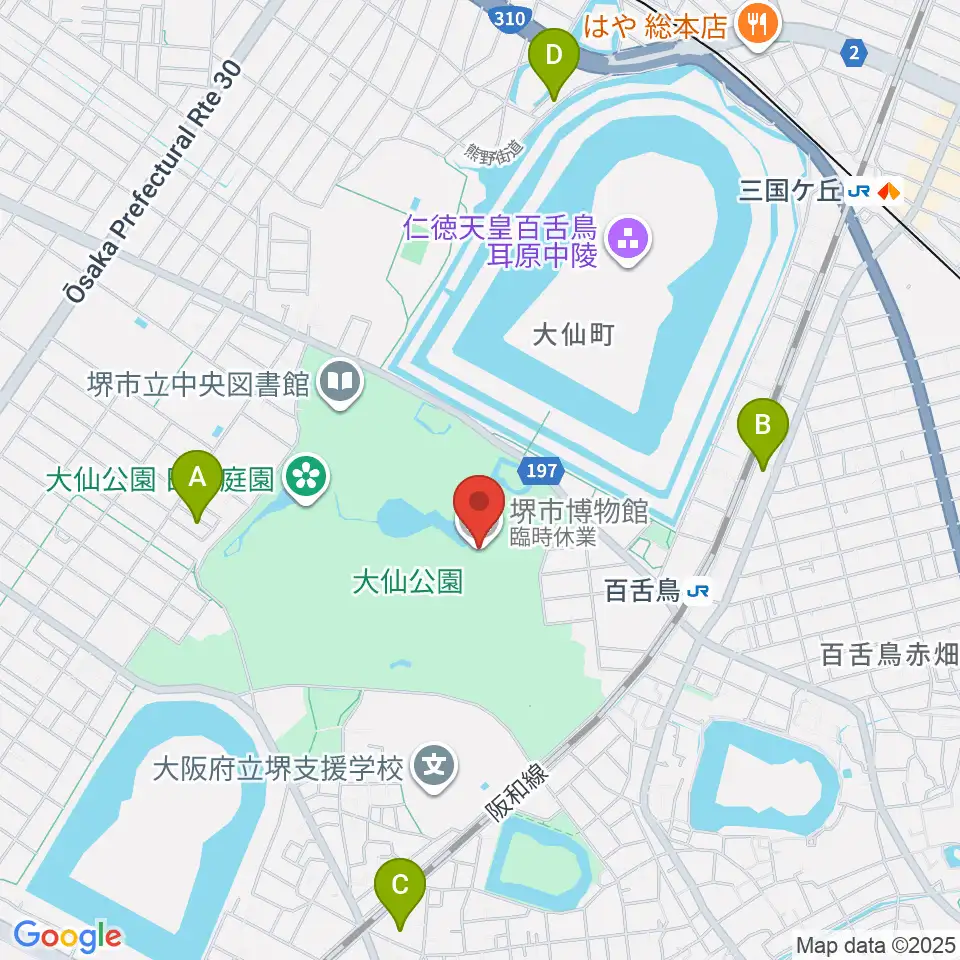 堺市博物館周辺のホテル一覧地図