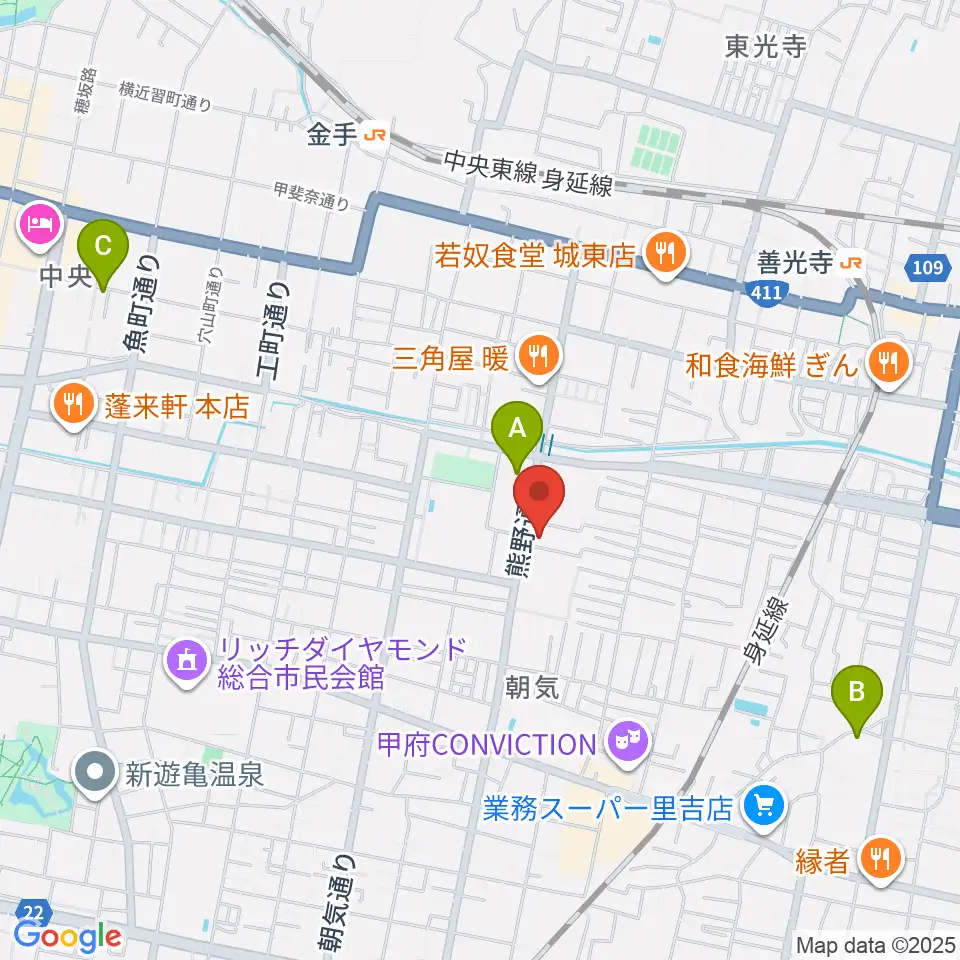 山梨平和ミュージアム 石橋湛山記念館周辺のホテル一覧地図