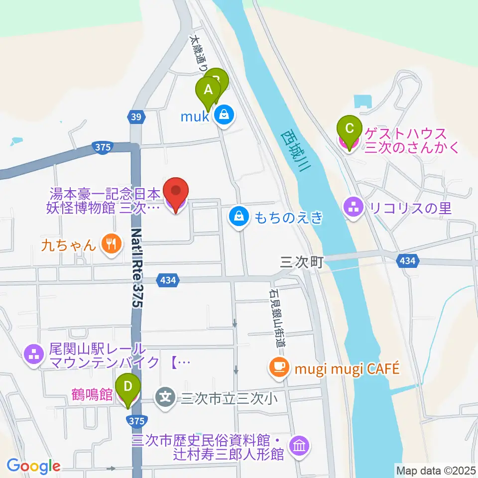 三次もののけミュージアム周辺のホテル一覧地図