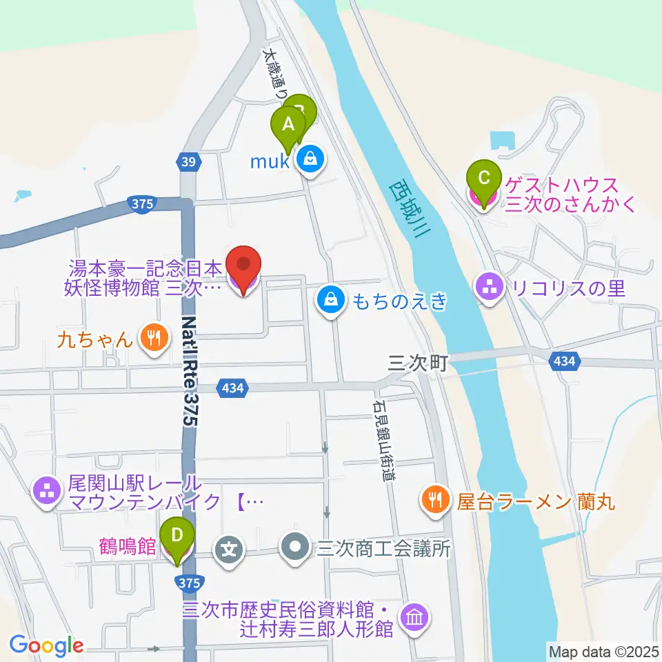 三次もののけミュージアム周辺のホテル一覧地図