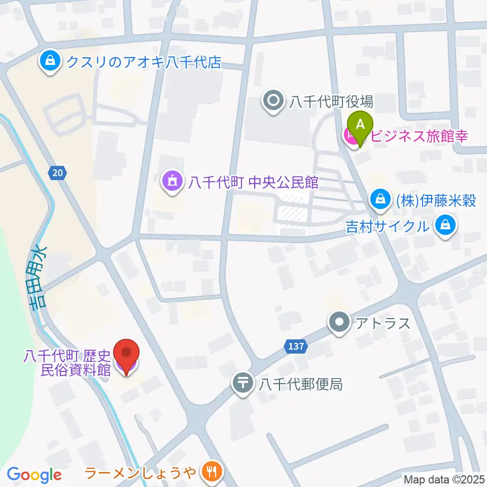 八千代町歴史民俗資料館周辺のホテル一覧地図