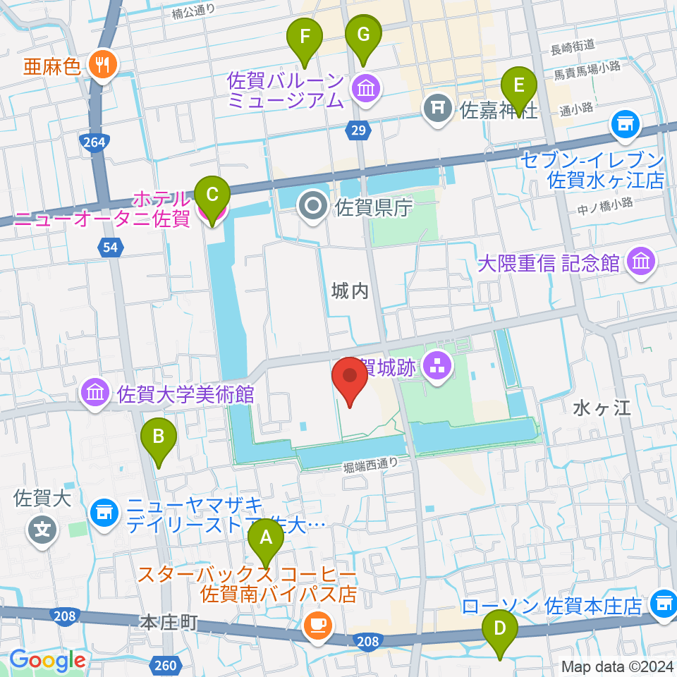 佐賀県立博物館周辺のホテル一覧地図