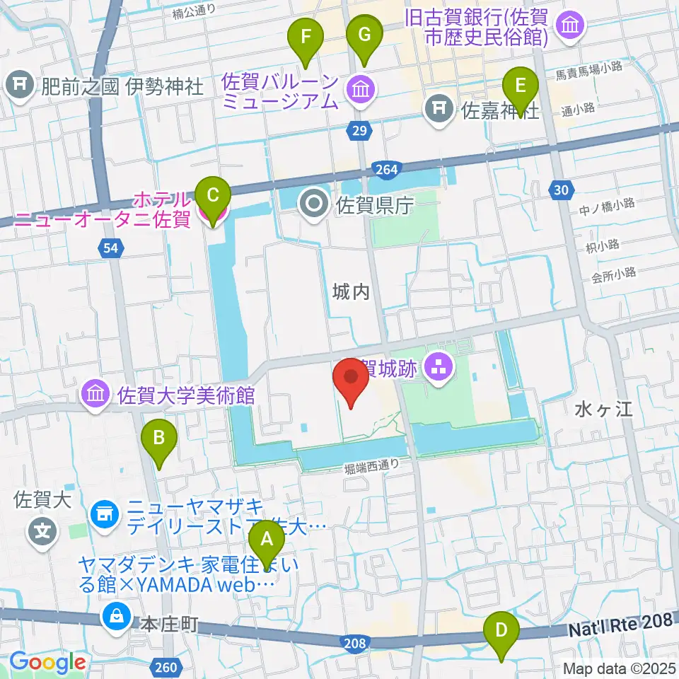 佐賀県立博物館周辺のホテル一覧地図