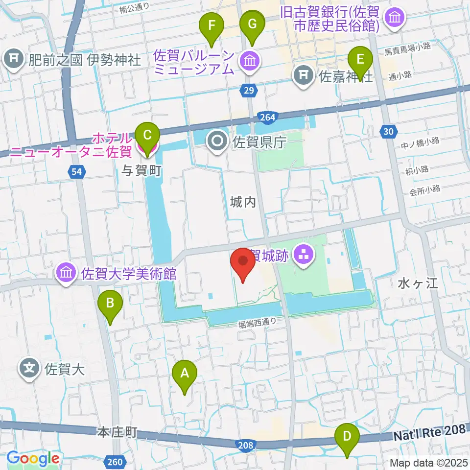 佐賀県立博物館周辺のホテル一覧地図