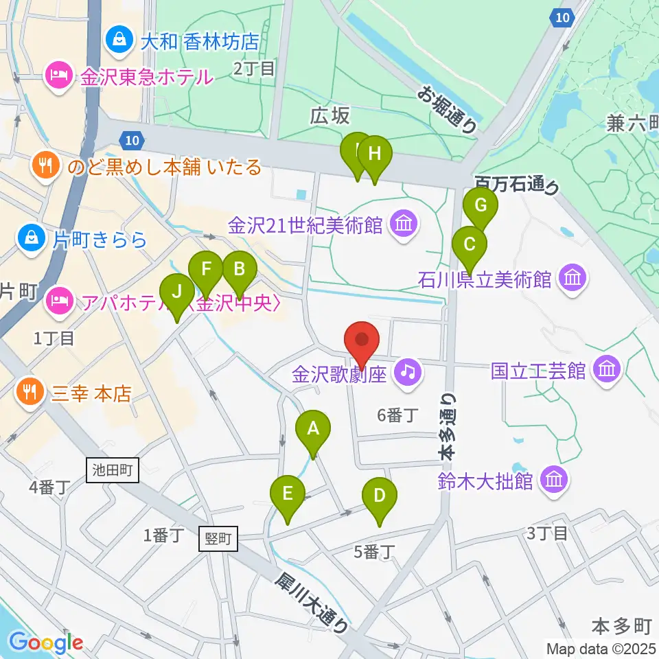 金沢ふるさと偉人館周辺のホテル一覧地図