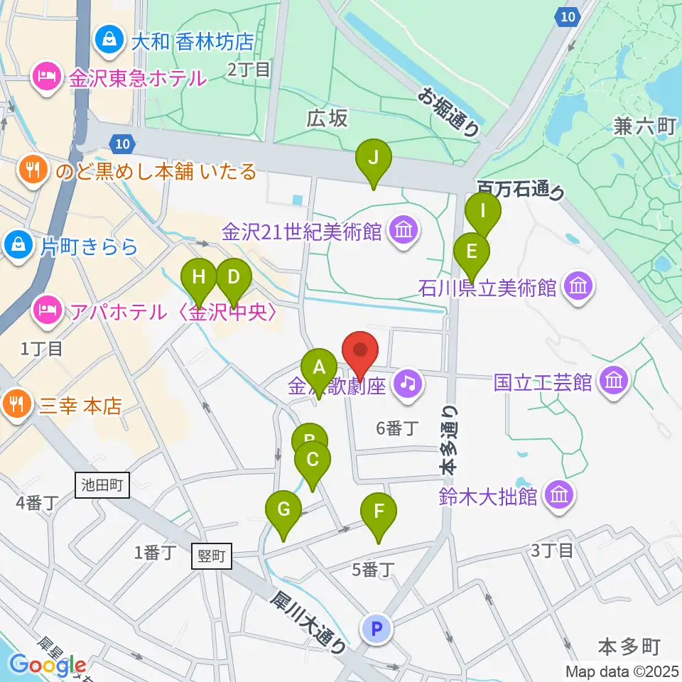 金沢ふるさと偉人館周辺のホテル一覧地図