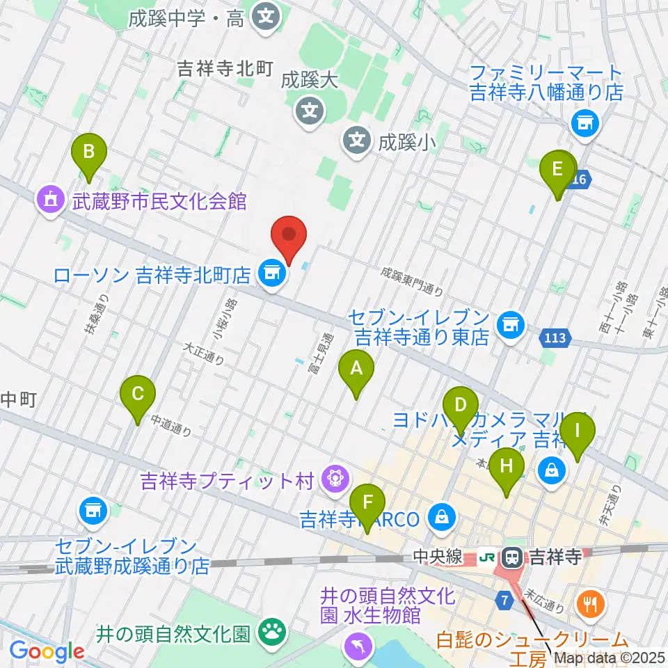 成蹊学園史料館周辺のホテル一覧地図