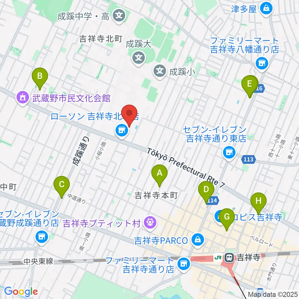成蹊学園史料館周辺のホテル一覧地図