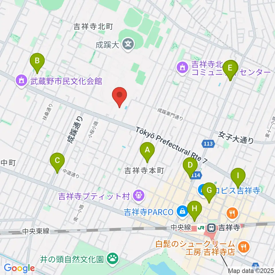 成蹊学園史料館周辺のホテル一覧地図