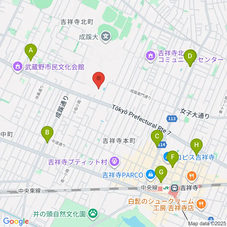成蹊学園史料館周辺のホテル一覧地図
