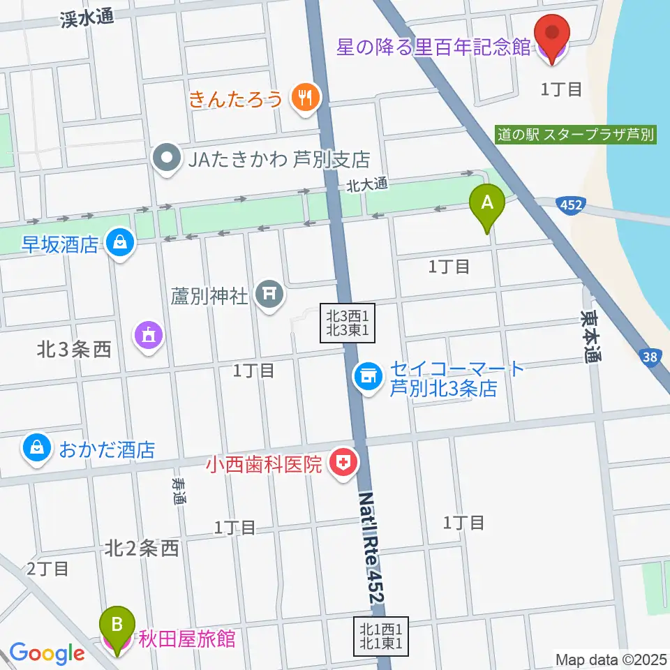 星の降る里百年記念館周辺のホテル一覧地図