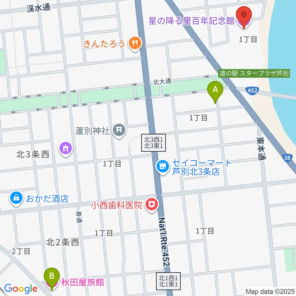 星の降る里百年記念館周辺のホテル一覧地図