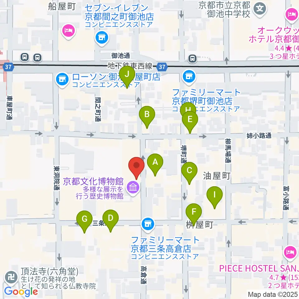 京都府京都文化博物館周辺のホテル一覧地図