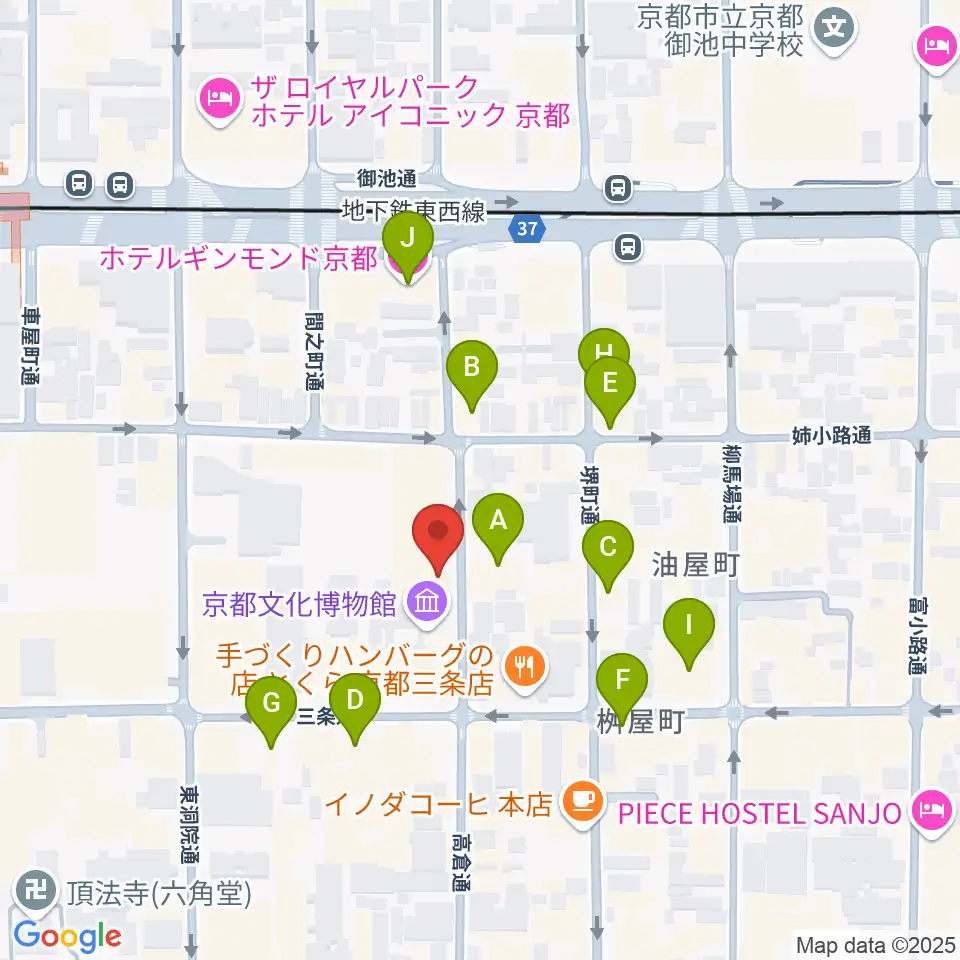 京都府京都文化博物館周辺のホテル一覧地図